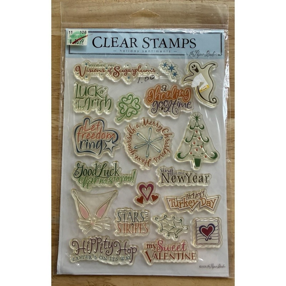 Holiday Sentiments Clear Stamps Paper Studio 2006 Scrapbooking Card Making CS014